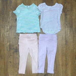 Girls' Pastel Tops and Leggings Sets